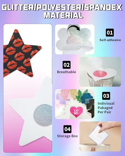 Image of CICKEE Pasties Rave Pack 27 Pairs Multicolor Nipple Covers Pasties Glitter Pasty