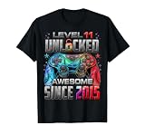 Level 11 Unlocked Awesome Since 2015 11th Birthday Gaming T-Shirt, Men, Black, 3X-Large
