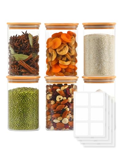 GIRAFFYCO Bocaux carrés en verre borosilicate, lot de 6, 1100 ml