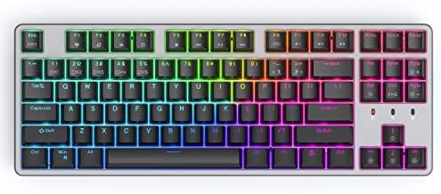 CIY X77 Hot-Swappable Mechanical Keyboard/RGB Gaming Keyboard/USB C/Anti Ghosting/N-Key Rollover/Compact Layout 87 Key/Magnetic Upper Cover/for Mac Windows (Black and Blue Switch)