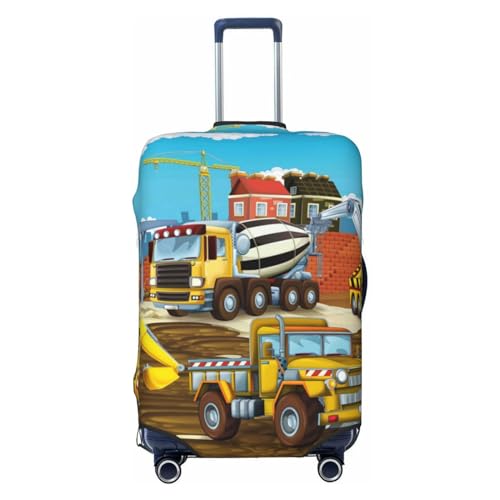VOSERY Travel Luggage Cover - Different Construction Site Vehicles Washable Suitcase Covers Protector Fits 18-32 Inch Luggage