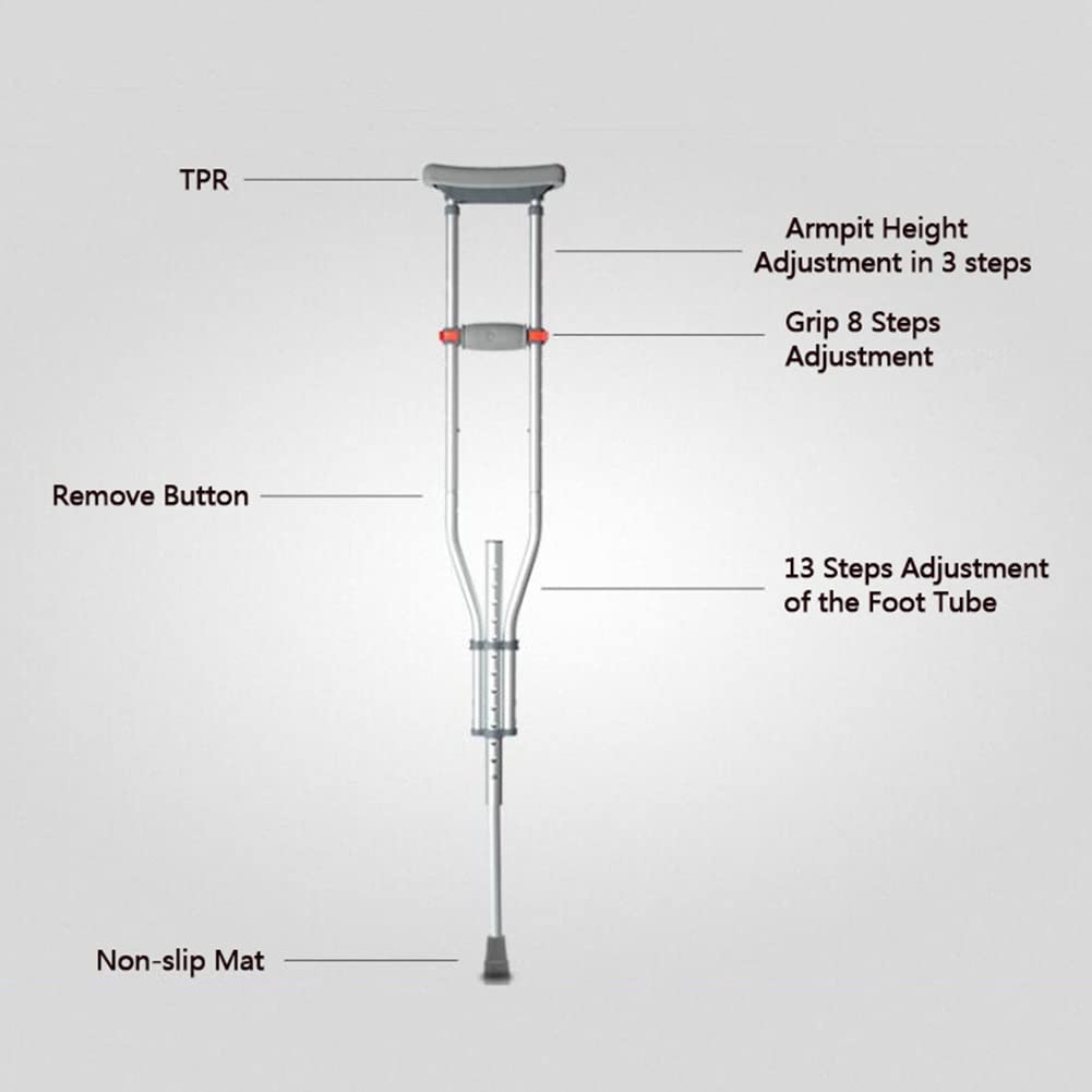 Muletas de Aluminio para Axilas para Adultos (1 par), bastón Ajustable en Altura, muletas Plegables Antideslizantes livianas, ergonómicas, cómodas