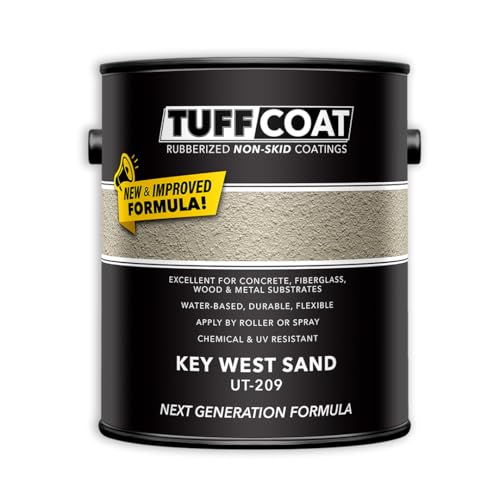 Image of Tuff Coat Medium Texture Rubberized Non-Skid Deck Coating - Textured Non-Slip Safety Surface for Pool Decks, Docks, Boat Ramps, Patios, Walkways & High-Traffic Areas (UT-209 Key West Sand 1-gallon)