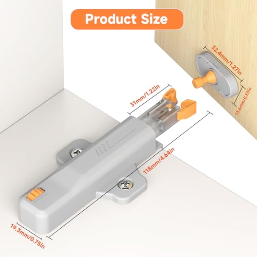 4 Stück Schranktüröffner Heavy Duty 40N Push-to-Open Kabinenenschloss mit Federmechanismus Für Küchenschränke & Großschränke Einhandbedienung, Wartungsfrei & Rostfrei