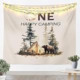 Wild Animals Wall Tapestry Aesthetic, Scenery Tent Tapestry for Bedroom Medium 59x59, Country Hand Drawn Camping Tapestries Retro Adventure Theme Hanging Wall Art, Vintage Rustic Farmhouse Decor