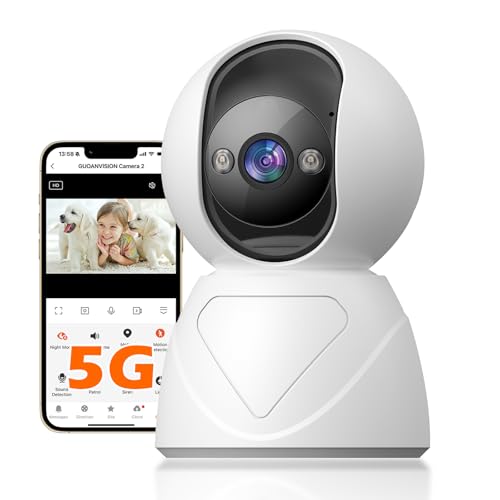 GUOANVISION 3MP Indoor Pan/Tilt Security Camera, 5G WiFi 360° Rotating
