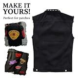 Cekaso Men's Denim Vest Punk Sleeveless Jean Jacket Rocker Studded Vests,Black,2XL
