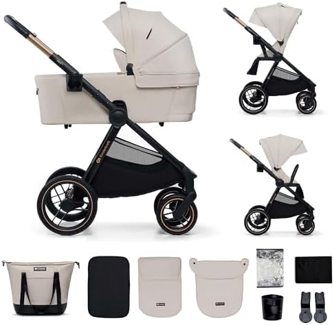 Kinderkraft NEA 2 Kinderkraft buggy von Geburt bis 22 kg, Zusammenklappen mit einer Hand, Liegeposition, großes Verdeck, alle 4 Räder gedämpft, extrem leicht, UPF50+, Korb bis zu 5