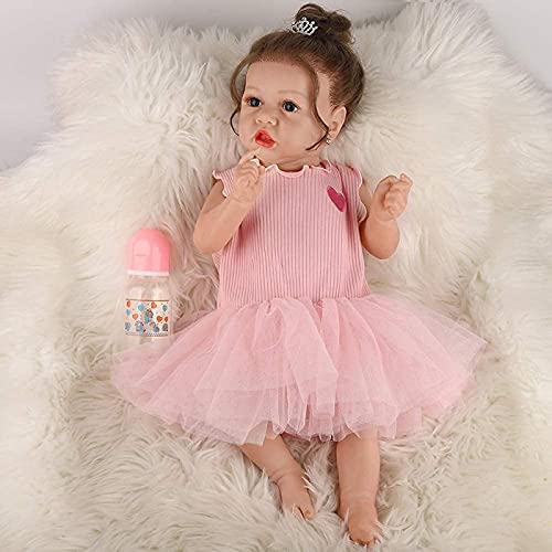 MWKL Lebensechte realistische Badepuppen Nettes Reborn Baby 58cm Reborn Puppe Schöne Simulationspuppe 22 Zoll… – Bild 5