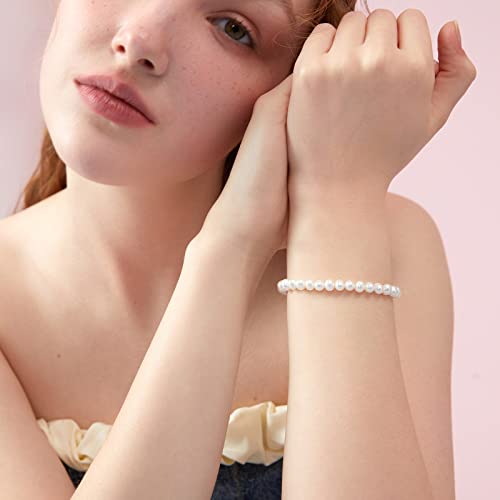 Freshwater Pearls Bracelets - AAA+ Oval White Pearl Stretch Bracelet for Women 6.7 Inches/17cm X19102484