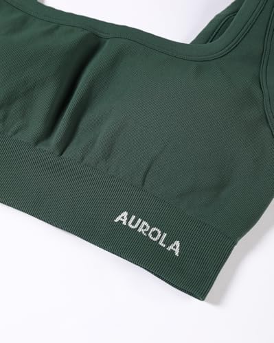 Image of AUROLA Power Womens Square Back Basic Sports Bra - Square Neck Padded Low Impact Yoga Bra Workout Crop Top