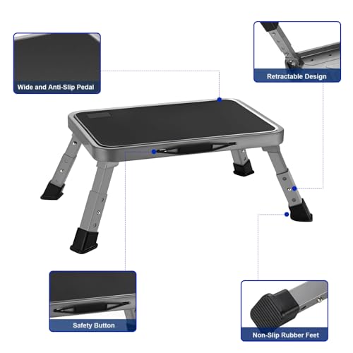 RV Step Stool Foldable 1-Step Ladder Sturdy Metal Stable Step Stool with a Non-Slip Platform Supports up to 500 lb with Non-Slip Rubber Feet, Easy to Carry (3-Level) by Mifami - Image 5