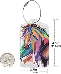 Horse Étiquettes de bagages Ensemble de 2 Valises Étiquettes, Sac en cuir Étiquettes Animaux artistiques Pattern Sac à dos, Nom frais Étiquettes Identifiers Bagages Étiquettes Femmes Filles Hommes Garçons, 4.6 x 2.7 Dans