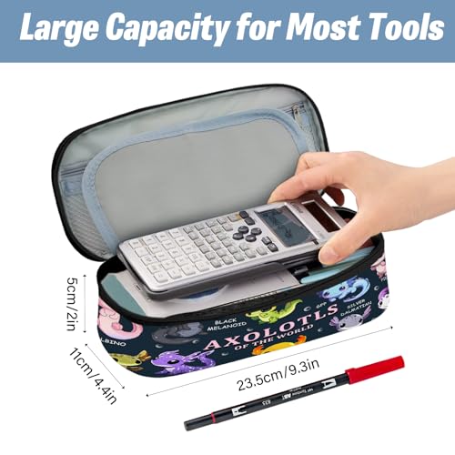 Image of Axolotl Pencil Case, Pencil Case For Boys Kids, Salamander Pen Box For School, Large Capacity School Supplies, Desk Organizer Office Business, Colorful Gifts Pen Box