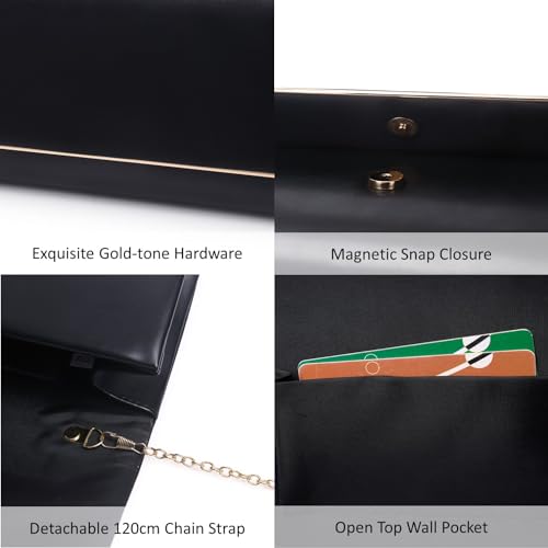 Image of DETARA Women Evening Bag Vegan Leather Clutch Purse Shoulder Crossbody Envelope Bag for Party Wedding Prom Bridal
