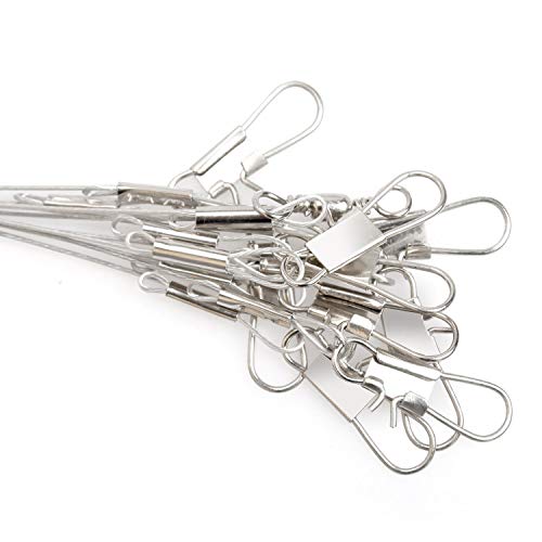 Airkoul 20Pcs Wire Trace Leader Rig Stainless Steel 2 Arm Fishing Rigs Tackle Lure Swivel Snaps Beads High-Strength Fishing Wire #TOP3