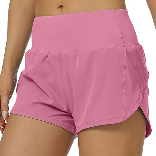 Rrosseyz Running Shorts For Women With Liner High Waisted Womens Athletic Shorts With Zip Pocket For Workout Gym- 4 Inches (Rose Pink,Xl) #TOP3