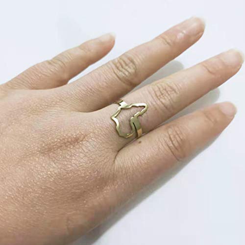 LLYANZ Stainless Steel Africa Map State Motherland Open Rings can Adjustable 7-9 Size2