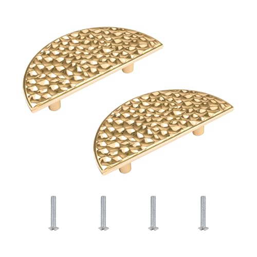 INCREWAY Lot de 2 poignées demi-lune à texture martelée, poignées décoratives en forme de ventilateur pour armoire, poignées de tiroir de cuisine...