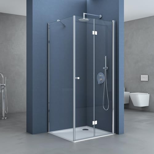 doporro Cabine de Douche en Angle Montage Réversible 90x90x190 Paroi de Douche Design Ravenna27K en Verre Transparant de 6mm