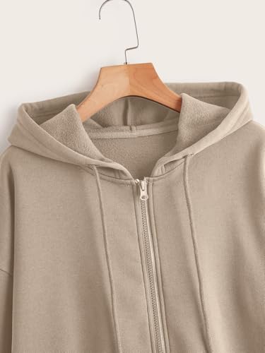 Image of Tagas Unisex Cotton Blend Solid Color Loose Fit Long Sleeve Drawstring and Zip Casual Hoodie| Zip Up Hoodie| Sweatshirt