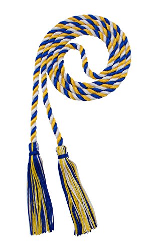 Image of Graduation Honor Cord - Royal /Gold /White - Every School Color Available - Made in USA