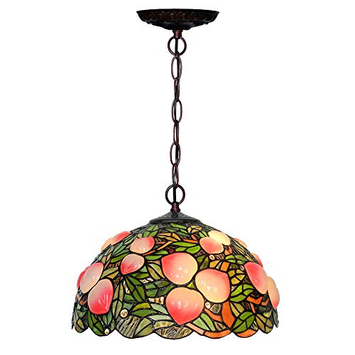 RUIXINBC Rustica Tiffany Lampara De Techo, Patrón De Durazno Corte Manual Decoración...