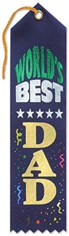 Miniatura 2 de Beistle World's Best Dad Award Ribbons, 2 x 8 pulgadas, paquete de 6