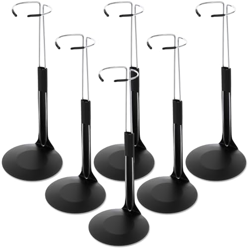Image of Yaocom 6 Pcs Adjustable Doll Stands for 12 Inch to 18 Inch Dolls Display Stand with Expandable Waist Wire Action Figure Display(Black Silver)