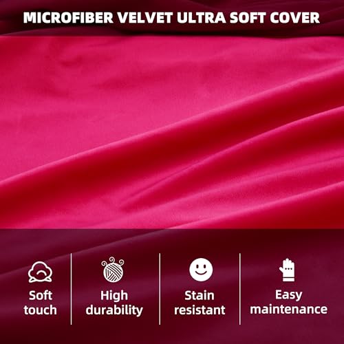HABUTWAY Bean Bag Chair 3Ft Luxurious Velvet Ultra Soft Fur with High Rebound Memory Foam Bean Bag Chairs for Adults Plush Lazy Sofa with Fluffy Removable Sponge 3' (Hot Pink)