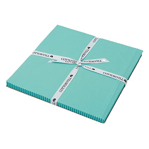 COTTONVILL 20COUNT Cotton Solid Quilting Fabric (10inch Square, 30-Blue Tint)