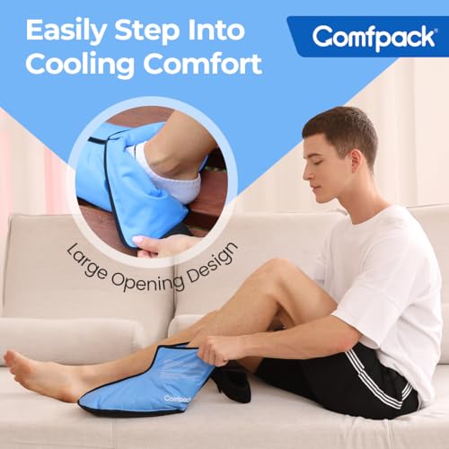 Comfpack XL Ankle Foot Ice Pack Wrap for Plantar Fasciitis & Bunion, Ice Boot for Foot After Surgery, Hot Cold Therapy for Sprained Ankles, Achilles Tendonitis, Foot Pain, Swelling, Heel Pain - Thumbnail 4