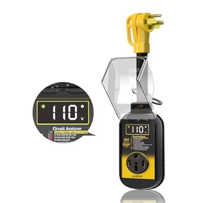 Gociean LCD Display RV Surge Protector 50 Amp, 12000 Joules with Waterproof Cover, RoHS Certified Power Voltage Protector with RV Circuit Analyzer for RV, Camper, Trailer