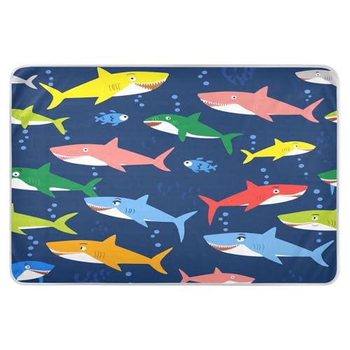 BOESI Graffiti Color Shark Waterproof Pads for Bedwetting and Incontinence, Reusable Pads, Reusable Diaper Pads for Bed, Sofa, Travel