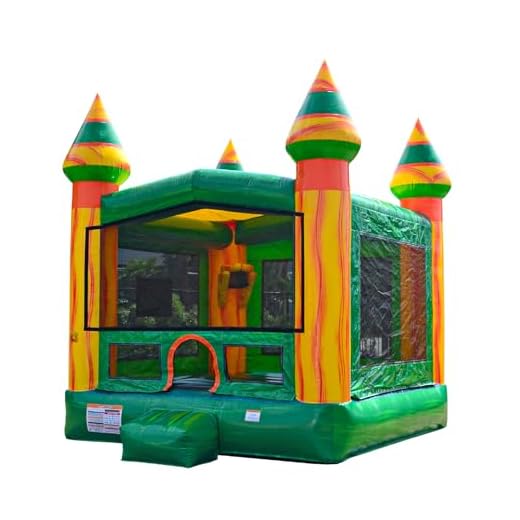 JumpOrange Amazon River Titanium Commercial Grade Bounce House (JCX-CT13EAA) with Air Blower, 100% PVC Vinyl, with Air Blower, for Kids and Adults, Outdoor Backyard, Basketball Hoop Inside