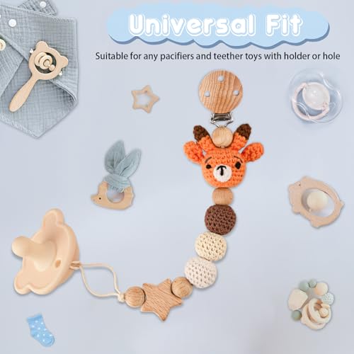 Image of Pacifier Clip, Cute Animal Pacifier Holder Clip for Boys and Girls, Most Pacifiers, Baby Teethers, Baby Shower and Baby Essentials(Deer)