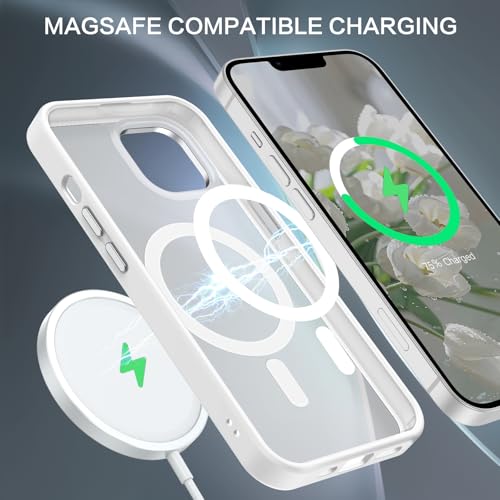Image of BENTOBEN Magnetic for iPhone 13 Case & iPhone 14 Case [Compatible with Magsafe] Translucent Matte Phone Case iPhone 13 /14 6.1 inch Slim Thin Shockproof Women Men Protective Cover, Pure White