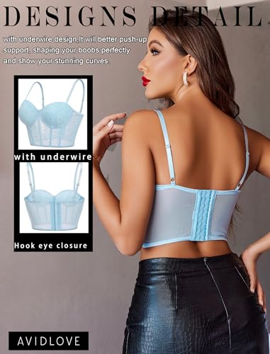 Image of Avidlove Corset Tops for Women Push Up Bustier lingerie Mesh Sexy Going Out Party Club Top