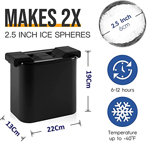 Image of Karp Crystal Clear Ice Ball Maker - 2.35 Inch Large Round Clear Ice Ball Spheres Mold For Cocktail, Whiskey & Bourbon Drinks, Gifts For Men - Silicone, Black