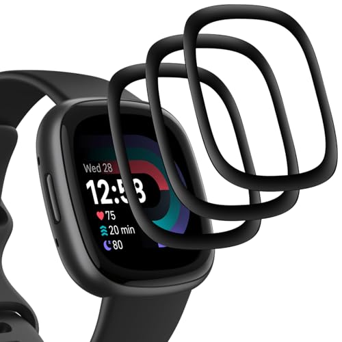 Joeyu 3 Pack Screen Protectors for Fitbit Versa 4/Fitbit Sense 2 temper glass HD Clear Full Coverage Scratch Resistant 9H Hardness screen Film