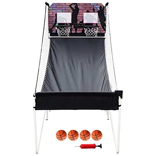 MLYY Panier de Basket Jeu d'arcade de Basket-Ball avec 4 balles et 1 Pompe, système de Cerceau de Basket-Ball de Basket intérieur for 2 Joueurs avec Score de LED et Effets sonores Cover