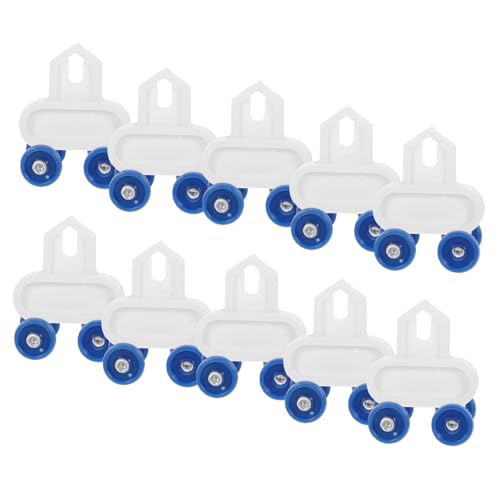 Ciieeo Rodillos De Riel De Cortina De Plástico Mini Doble Curva, Ruedas Silenciosas Azules, 20 Piezas, Accesorios para Ventanas y Puertas Corredizas, Uso Doméstico y Oficina