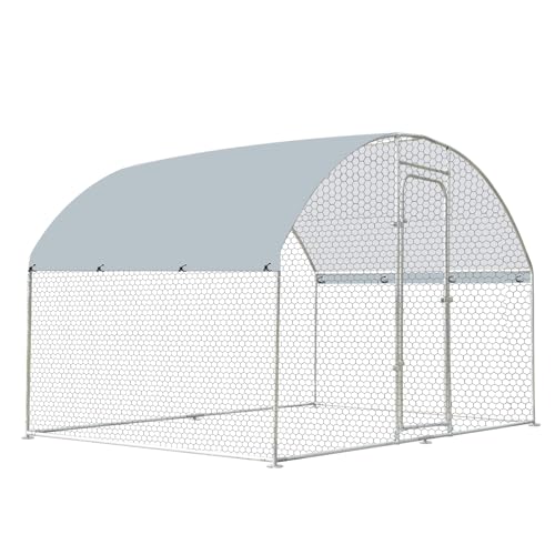 Outdoor Metal Chicken Coop with Cover, 4.9' x 9.8' x 6.4