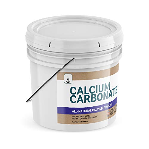 Pure Calcium Carbonate Powder (1 Gallon, 8 lb) Multi-Purpose Powder, Dietary Supplement, Antacid, Acid Neutralizer, Food Preservative, Brewing/Wine Making, Reusable Plastic Bucket