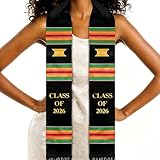 Kente Graduation Stole Class of 2026 - Black Grads Graduation Sash for African Art & Culture Proud Display, 73.2" Long