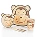 all Kids United® Set de vaisselle pour enfants en plastique Set de vaisselle 5 pièces avec des motifs d'animaux ; gobelet, bol, assiette, cuillère & fourchette pour enfants (Singe)