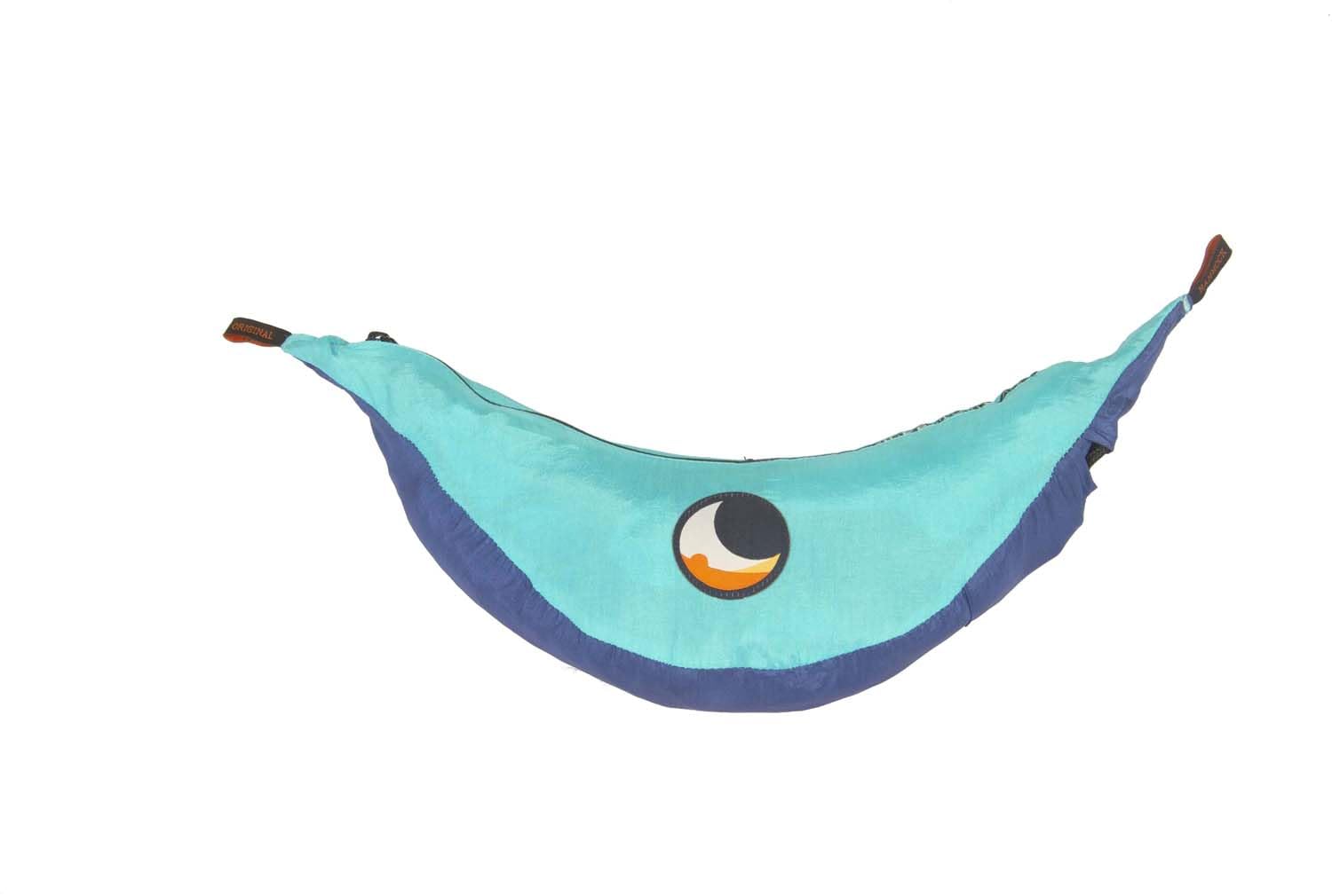 Fallschirmhängematte Original - Das Original seit 1996 | KÖNIGSBLAU/TÜRKIS | Multitalent und Leichtgewicht | 320 x 200 cm, nur 600 g | Schneller Aufbau < 1min | Camping, Hängematte
