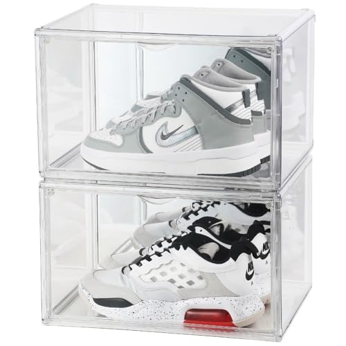【UVカット 99.4%】HYPE GUARD シューズボックス 背面ミラー クリア 透明 スニーカーボックス スニーカー 収納ボックス 収納ケース 靴ケース 靴 箱 棚 収納 ケース (2セット)の商品画像（Amazon）