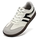 HOBIBEAR Zapatillas de estilo retro para mujer y hombre: Zapato casual ligero con puntera anatómica para comodidad durante todo el día, Beige negro., 45 EU