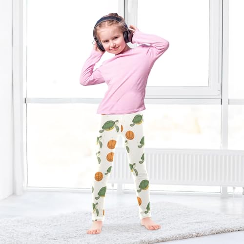 Basketball Turtle Pattern Girls Leggings Soft Stretch Workout Yoga Dance Pants for Kids Casual Tights4